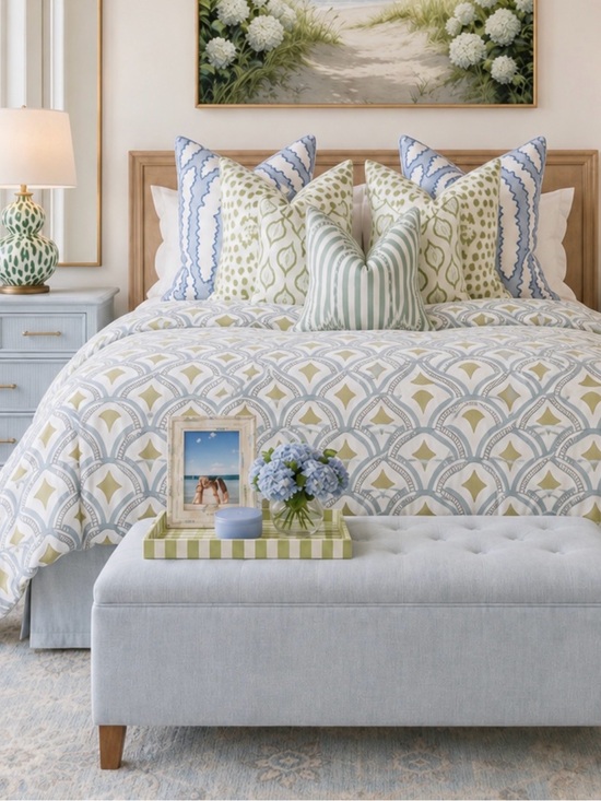Serena & Lily Other - Serena & Lily Duvet Cover Full Queen Blue Green Mediterranean geometric coastal